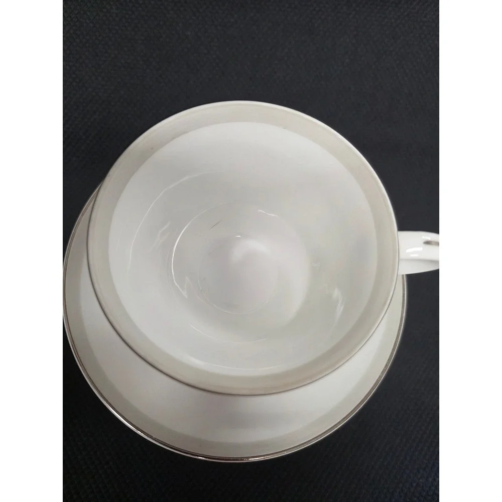 Vintage Norleans Japan Eventide Teacup and Saucer Set Pink Rose Silver Trim